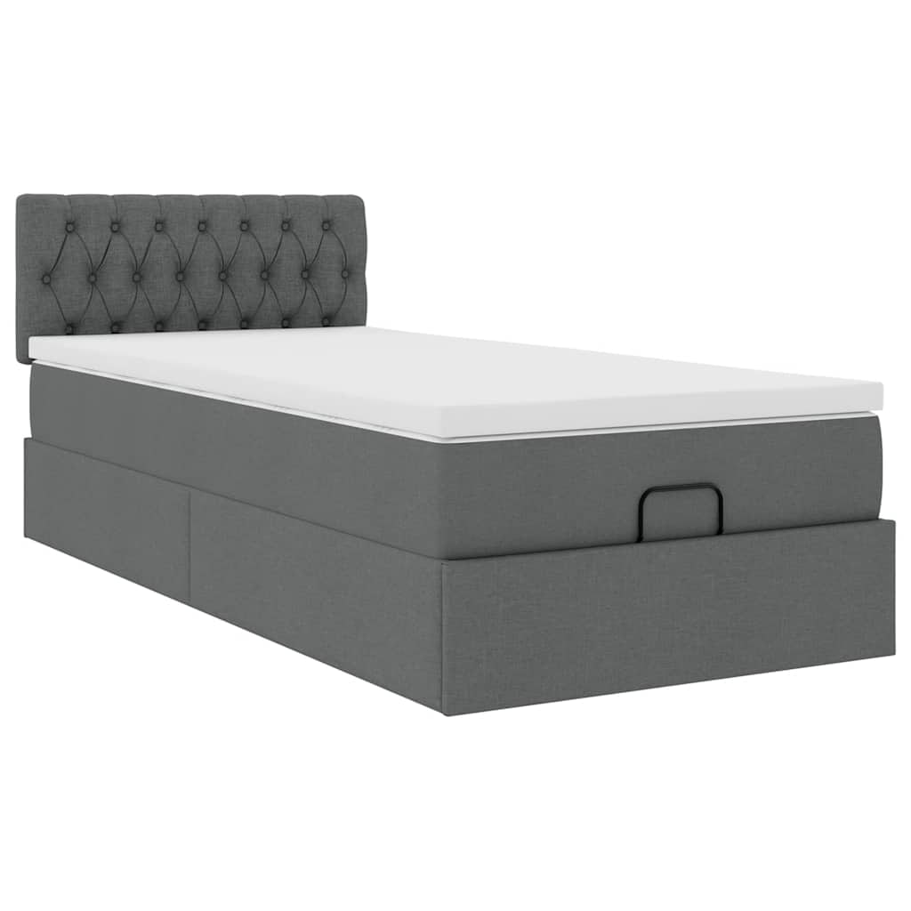 vidaXL Ottomane Bett mit Matratze & LEDs Dunkelgrau 80x200 cm Stoff