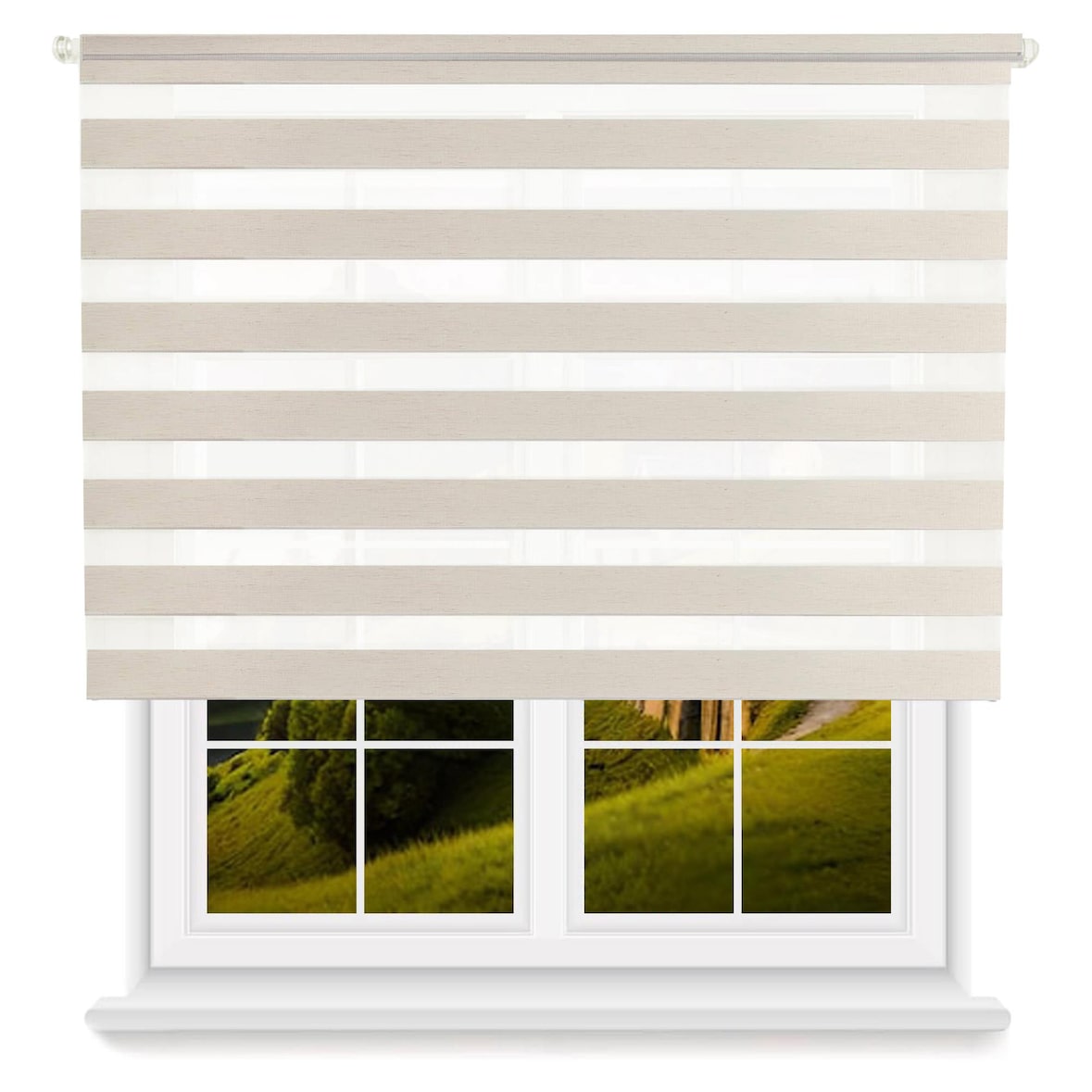 WellHome - Polyester Dag/Nacht Rolgordijn 160 x 175 cm (Breedte x Hoogte) Linneneffect