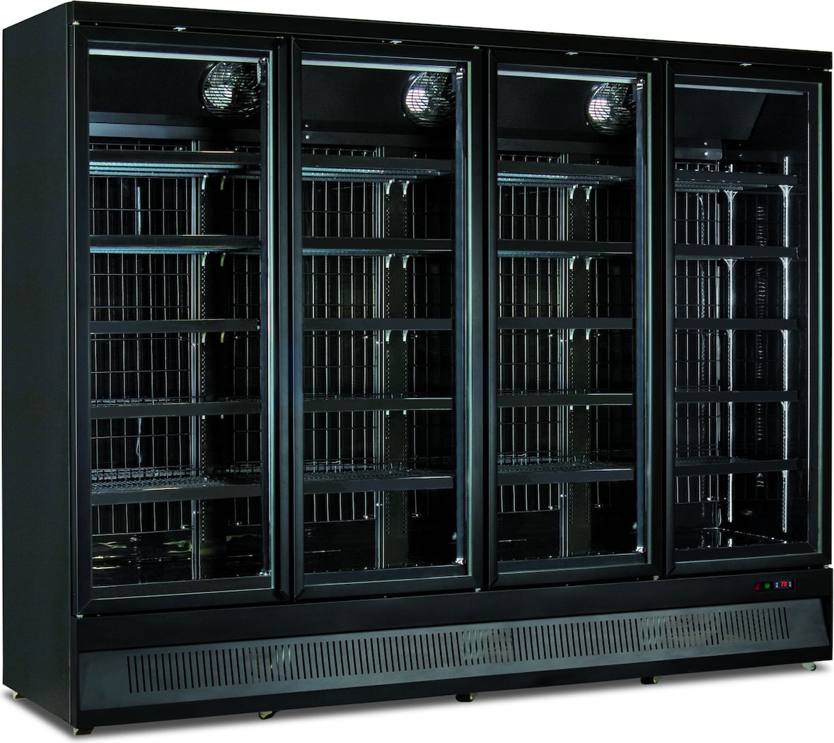 KLIMAITALIA Wandmontierter viertüriger belüfteter Kühlerschrank. Axialventilatormotor. T° 0°C/+10°C. Elektronischer T°regler. MR250TN4BLK
