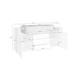 thumbnail of Dmora Credenza Milo, Madia da cucina a 3 ante e 3 cassetti, Buffet da soggiorno, 100% Made in Italy, cm 160x45h86, Bianco lucido e Acero