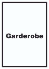 thumbnail of Garderobe Schild mit Text Kleidung aufbewahren hochkant A5 Rückseite selbstklebend