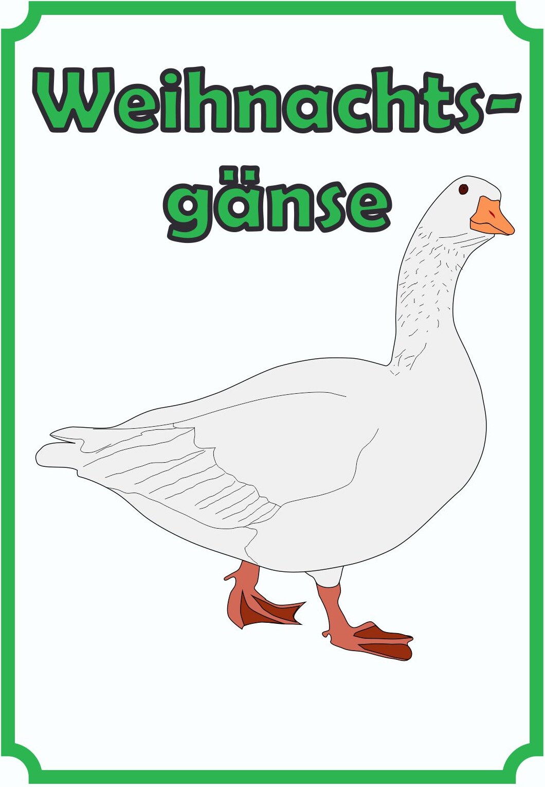 Weihnachtsgans Verkaufsschild Schild Hochkant A2 Rückseite selbstklebend