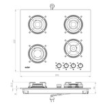 thumbnail of Piano cottura Samet Venere 60 da incasso a gas 4 fuochi con manopole nere e vetro bianco