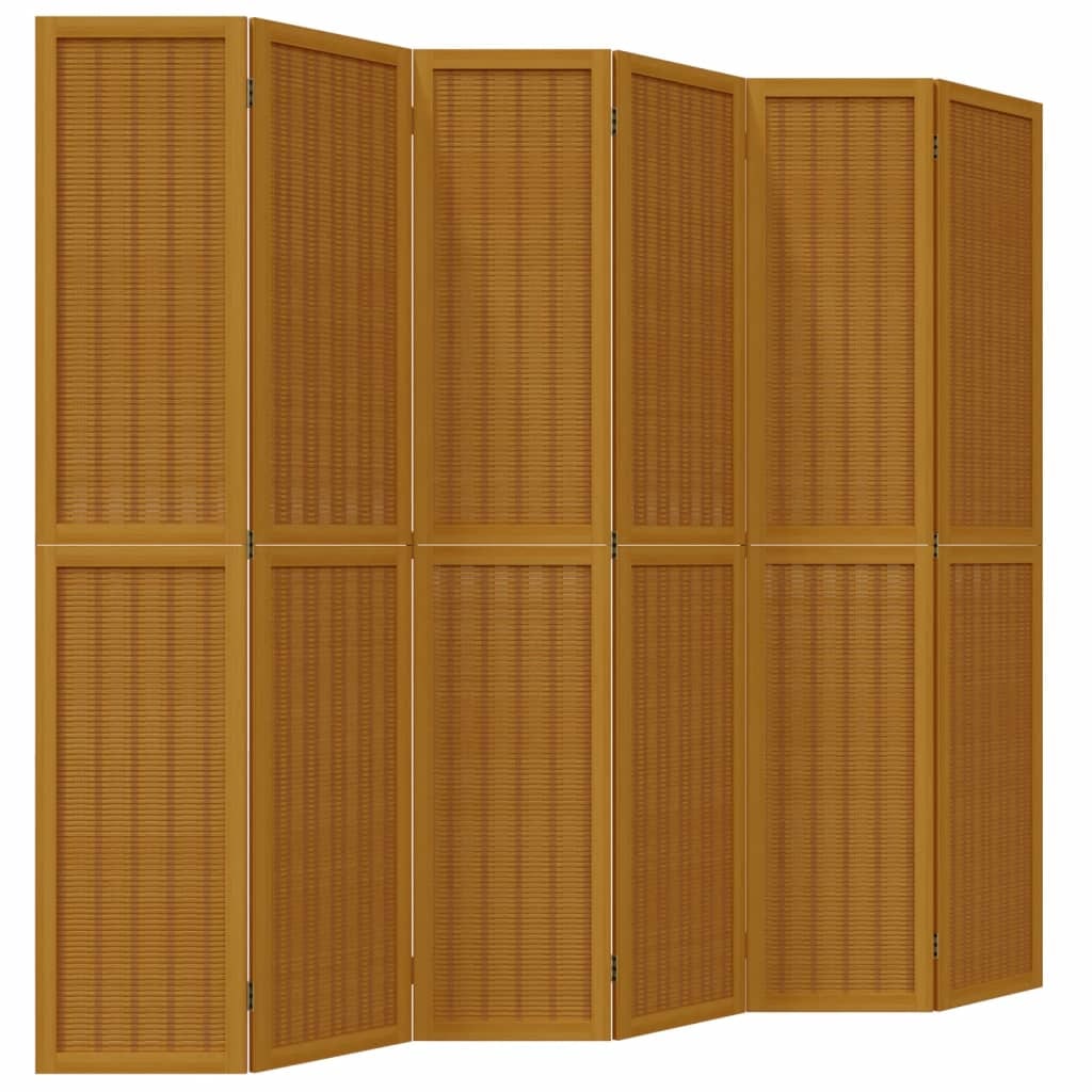 Décoshop26 - Paravent séparateur de pièce cloison 6 panneaux en bois paulownia et bambou marron DEC031096