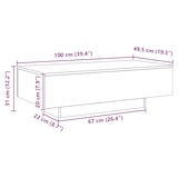 thumbnail of Table basse chêne artisanal 100x49,5x31 cm bois d'ingénierie Modèle Cristal Pro