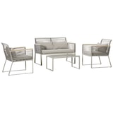 thumbnail of Outsunny Conjunto de Muebles de Jardín Ratán 4 Piezas Sofá  2 Sillones Individuales y Mesa de Café de Vidrio con Cojines Desenfundables para Terraza