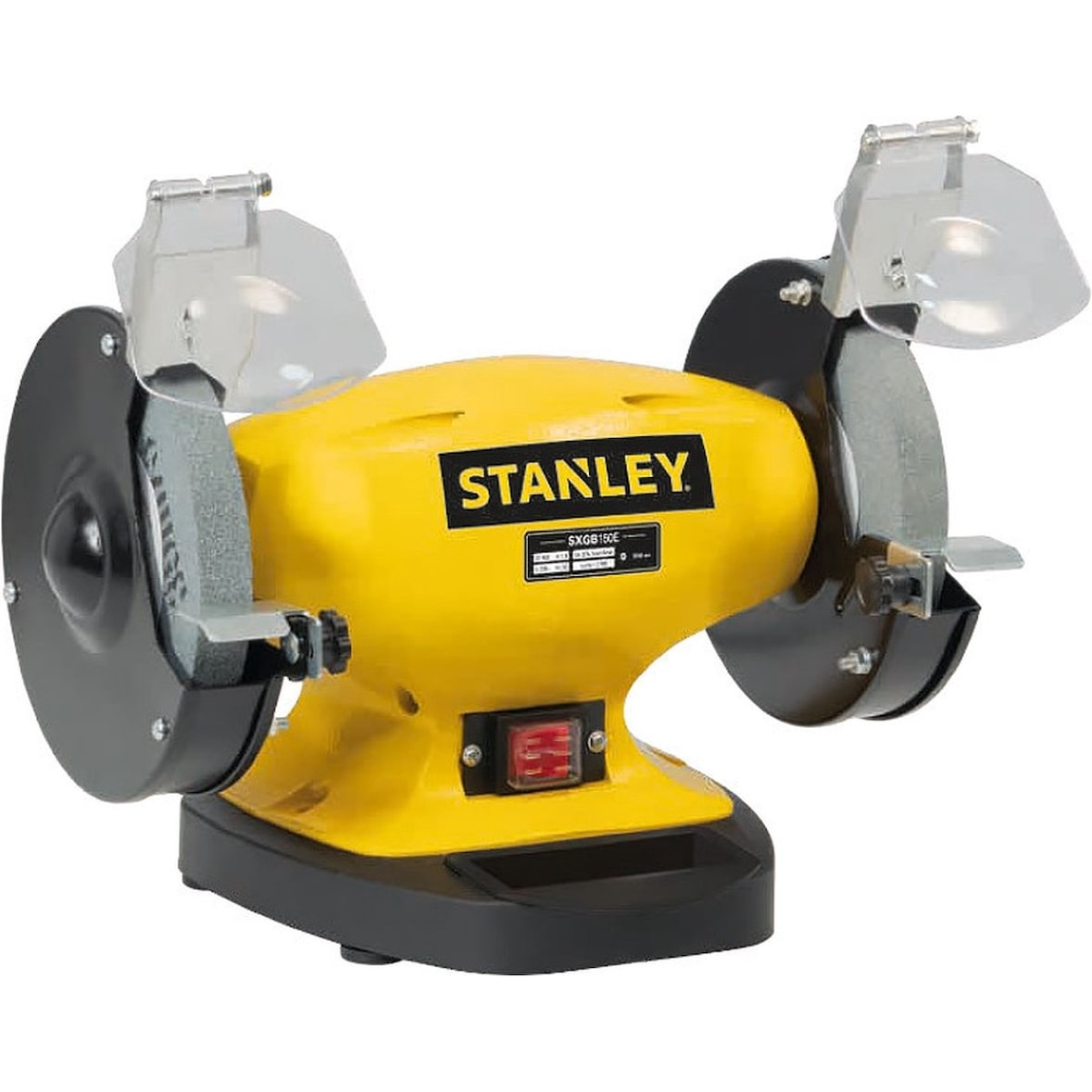 Esmeril para oficina STANLEY 330W Ø150 mm - Roda de lixa dupla 36/60, motor de indução, afiação em oficina