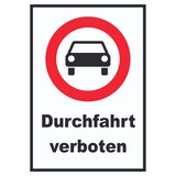 thumbnail of Durchfahrt verboten PKW Symbol Schild A5 (148x210mm)