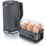 thumbnail of Arendo Frühstücksset, 6er Eierkocher SIXCOOK, 1,5L Edelstahl Wasserkocher, Grau
