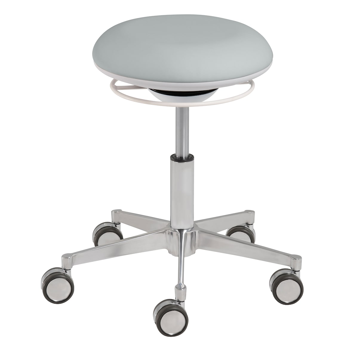 Mayer Sitzmöbel, Drehhocker mit 3D-Sitzelement 1353, Kristallgrau, Kunstleder, Alu-Fußkreuz, 1353_01_30584