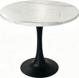 thumbnail of Esstisch MDF Weiß/Schwarz Ø80 cm, rund, mit Metall-Pedestal