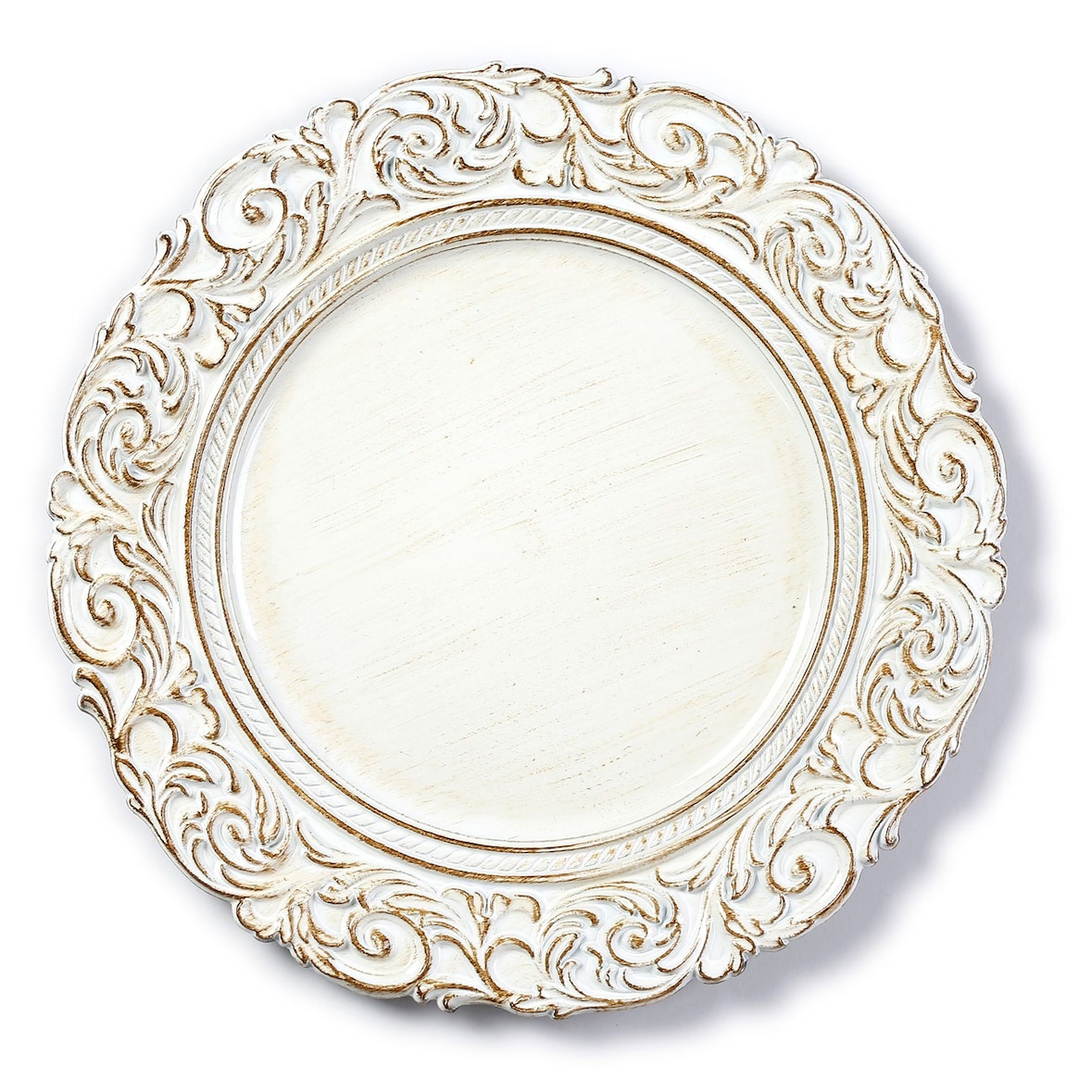 Dekoteller 33cm Kunststoff mit Ornamenten - Weiß