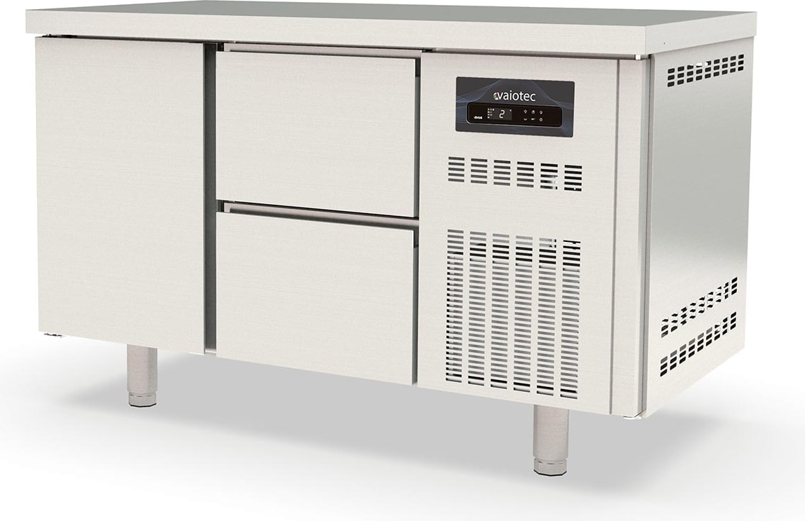 vaiotec TOPLINE Tiefkühltisch / 2-fach GN1/1 mit 2 Schubladen / 1 Tür, 1345 x 700 mm