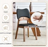 thumbnail of Gepolsterter Esszimmerstuhl 2er-Set aus Rubberwood in Schwarz, Schmetterlings-Rückenlehne, 43x42x46 cm Sitzfläche