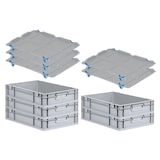 thumbnail of PROREGAL SparSet 5x Eurobox NextGen Economy mit Auflagedeckel & 4x Verschlüsse Blau, Griffe zu, HxBxT 12x40x60cm, 23L, Eurobehälter, Box