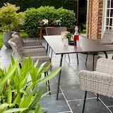 thumbnail of Set di tavolo e 6 sedie da giardino con braccioli in resina