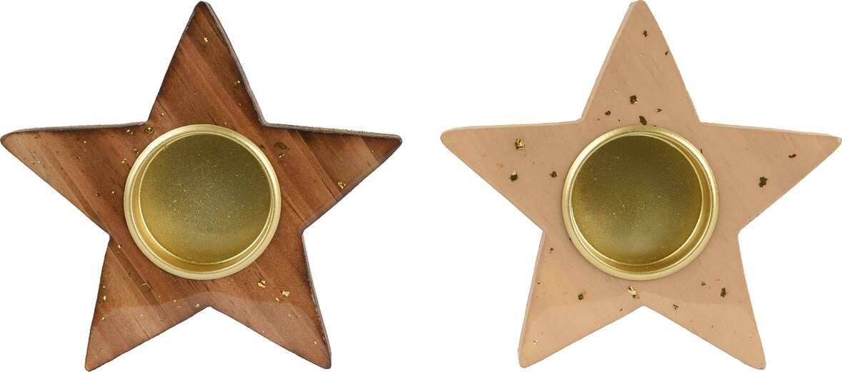 1 Teelichthalter Holz 11,5cm in Stern Form - Teelicht Kerzenhalter Weihnachten Hochzeit Tischdeko Kerzendeko Holzdeko Weihnachtsdeko Holzstern Natur