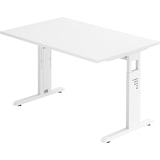 thumbnail of bümö höhenverstellbarer Schreibtisch O-Serie 120x80 cm in weiß, Gestell in weiß - PC Tisch klein für's Büro manuell höhenverstellbar, Computertisch