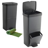thumbnail of SP BERNER - Cubo de Basura Vertical 70L de 2 Compartimentos (40L + 30L) Antracita con Bolsas de Basura Autocierre 40L