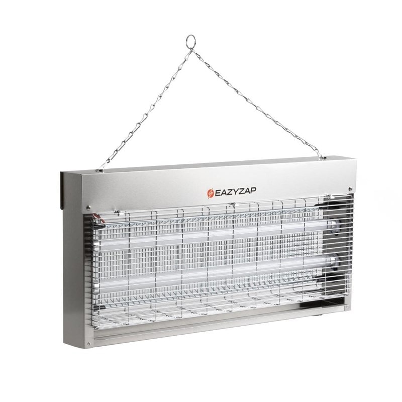 Matamoscas LED de acero inoxidable cepillado Eazyzap de 20 W