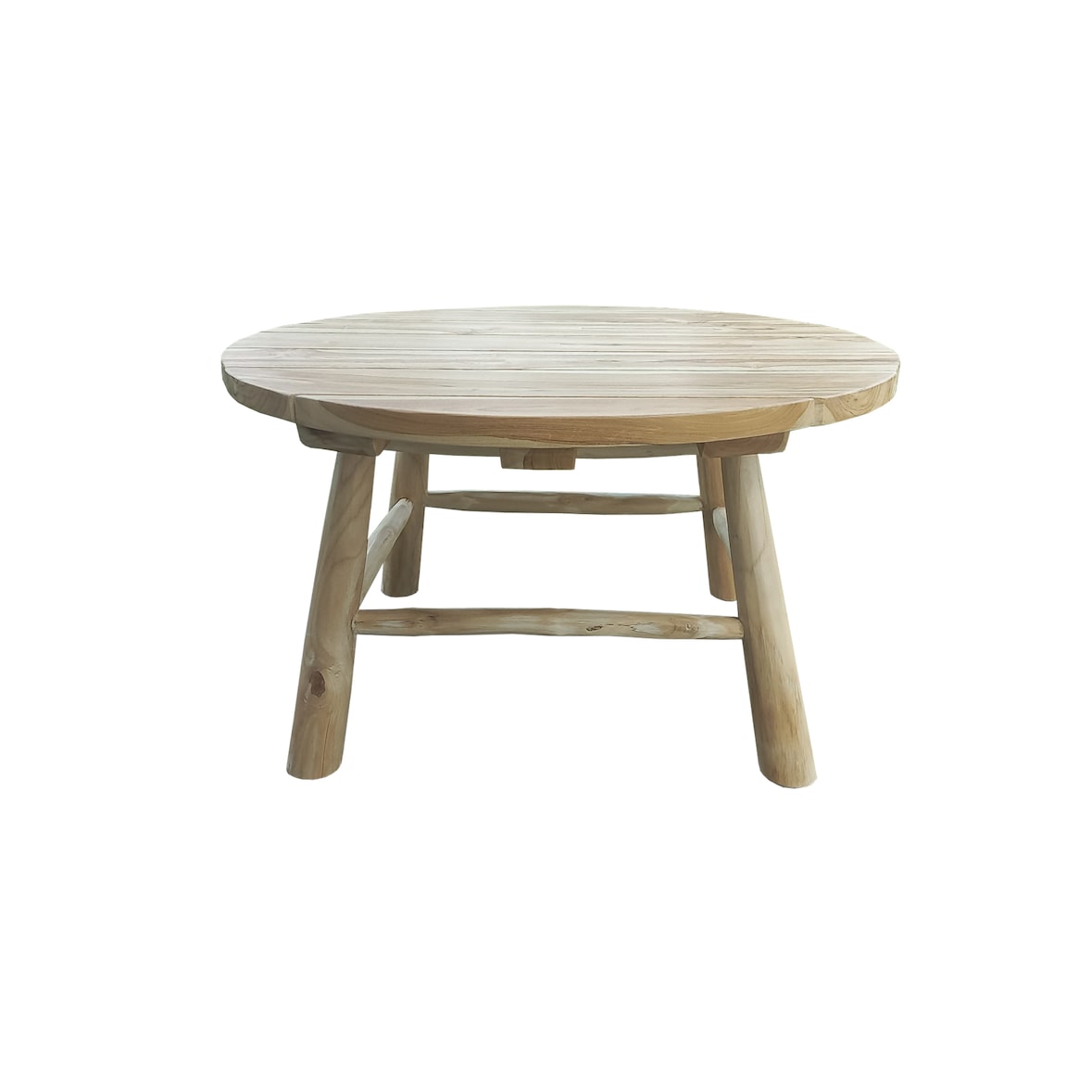 Möbilia Couchtisch | aus Teakholz | rund | natur | B 80 x T 80 x H 41 cm | 11020034 | Serie GARTEN