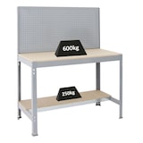 thumbnail of PROREGAL Proregal Werkbank Quick-Buffalo mit Werkzeugwand | HxBxT 84x120x61cm | Traglast 600kg | Grau | Holzplatte