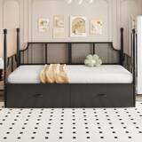 thumbnail of Eisenbettsofa 90x200 cm im Vintage-Stil mit Ablagefächern – stylisches Schlafsofa für jedes Zimmer Schwarz