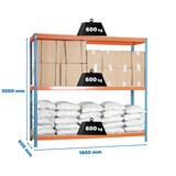 thumbnail of Simon Rack Estanteria Industrial, 2000x1800x600 mm, 600 kg de Punto Flexión, 3 Estantes Madera, Azul/Naranja/Madera - SimonTaller