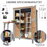 thumbnail of Merax Gartenschrank mit ausklappbarer Arbeitsplatte, Tannenholz, mit verstellbaren Regalböden, Haken & Sicherheitsverschluss, Naturholzfarbe