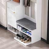 thumbnail of Garderobenset Komplett-Set Flurgarderobe mit Sitzbank 100x180x35 cm Weiß aus MDF mit 4 Haken und Schubladen