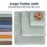 thumbnail of Las toallas de baño Jade de 70x140cm (en pack de 6 unidades) están fabricadas 100% en algodón de 650 gr/m2