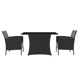 thumbnail of Möbilia Garten Sitzgruppe 3-tlg | 2 Sessel inkl. Sitzkissen, 1 Tisch | Polyrattan | schwarz | 10020012 | Serie GARTEN