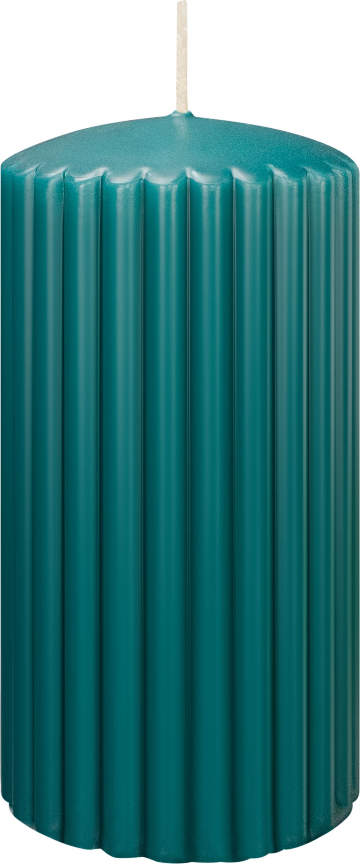 Rillen Kerzen Seegrün 150 x Ø 80 mm, 4 Stück