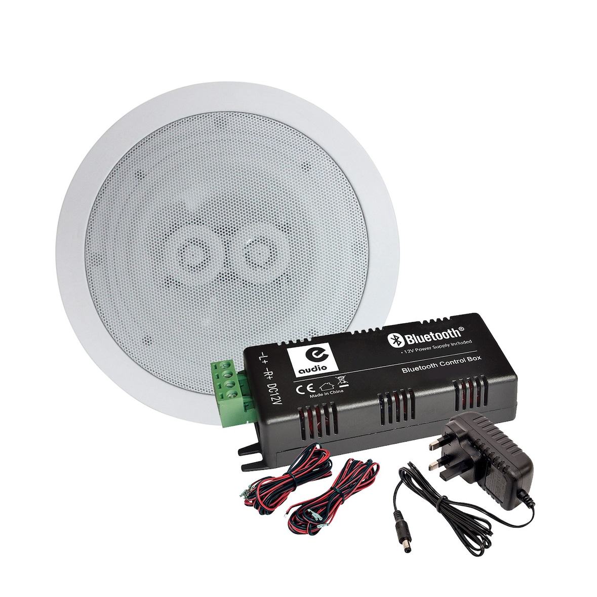 Haut-parleur 120W plafond encastrable WATERPROOF Hifi, Amplificateur stéréo E-audio B425BL, Bluetooth 5.0 2 x 15W