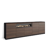 thumbnail of Sideboard, Highboard, 260x80x37 cm, 5 Türen, Elektrokamin., Dunkler Eiche und Schwarz
