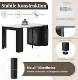 thumbnail of Kücheninsel mit Rollen ausziehbar Weiß+Schwarz 150x80x77  mit LED-Beleuchtung, Stauraumfächern und USB- und Type-C-Anschlüssen, MDF+Glas