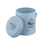 thumbnail of Relaxdays Kartoffel Aufbewahrungsbox, Zwiebeln, Knoblauch, 3er Set, mit Deckel & Löchern, Metall, Zwiebeltopf, hellblau