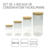 thumbnail of Set de 4 boîtes de conservation en verre avec couvercle en Bambou Fackelmann Nature