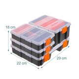 thumbnail of Relaxdays Sortierbox, 4er Set, 3 Größen, 49 Fächer, Kunststoff, Aufbewahrung Kleinteile, Sortimentsbox, schwarz/orange