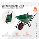 thumbnail of ECD Germany Schubkarre 100L Grün, PP-Mulde, 150kg Tragkraft, Luftreifen Metallfelge, Gartenschubkarre & Bauschubkarre stabil
