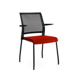 thumbnail of Rocada silla confidente con respaldo de maya 938M. Asiento tapizado color rojo.