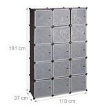 thumbnail of Relaxdays Regalsystem Kleiderschrank mit 11 Fächern, Garderobe mit 2 Kleiderstangen, DIY Kunststoff Steckregal, schwarz