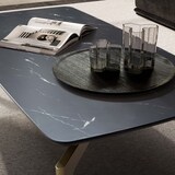 thumbnail of Couchtisch 120x60x30,5 cm mit Hochglanz Marmor Optik Schwarz / Gold, Wohnzimmertisch Rechteckig mit Metall-Gestell, Sofatisch Groß, Tisch