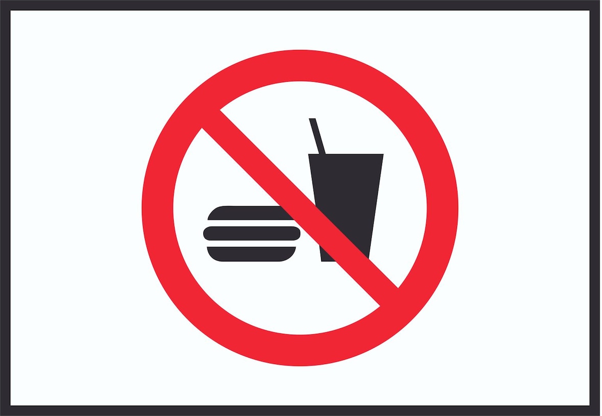 Essen und Trinken verboten 2 Symbol Schild A0 Rückseite selbstklebend