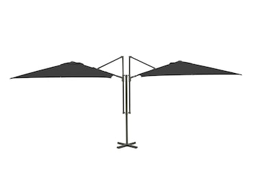 METRO PROFESSIONAL Ombrellone quadrato a doppio braccio, acciaio, 2.5 x 2.5 m, idrorepellente, grigio antracite
