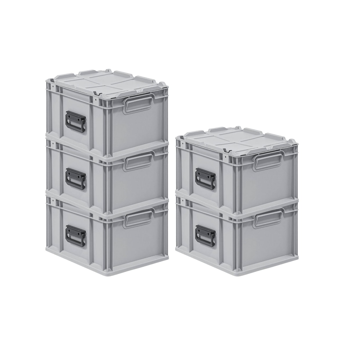 PROREGAL 5x Bac Euro NextGen Portable, HxLxP 23,5x30x40cm, 20 litres, Eurobox, boîte industrielle, boîtes de rangement, empilables