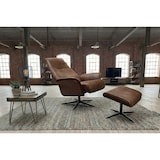 thumbnail of KAWOLA Relaxsessel FERREIRA Drehsessel Lederfaserstoff cognac mit Hocker