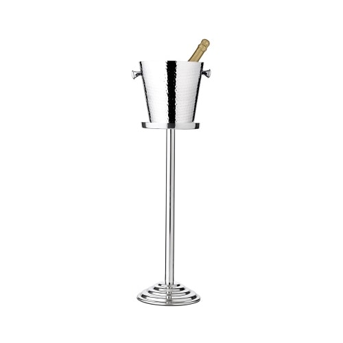 Flaschenkühler Valencia (Höhe 83 cm, Ø 23 cm) inkl. Ständer, gehämmert, Edelstahl, hochglanzpoliert