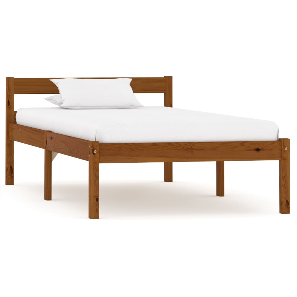 Cadre de lit sans matelas marron miel pin massif 100x200 cm Modèle Ivessal