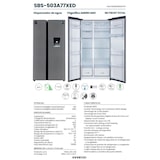 thumbnail of INFINITON Frigorifico Americano SBS-503A77XED, 503 l, 177 cm, Total No Frost, Inverter, Dispensador de Agua con deposito de 2.5 l, E, Inox
